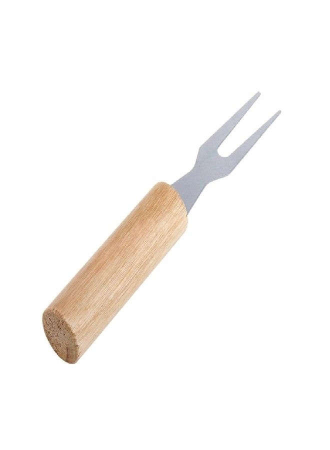 Prostuff.in 6 Pcs Wooden Handle Stainless Steel Fruit Fork Brown Color - Image 4